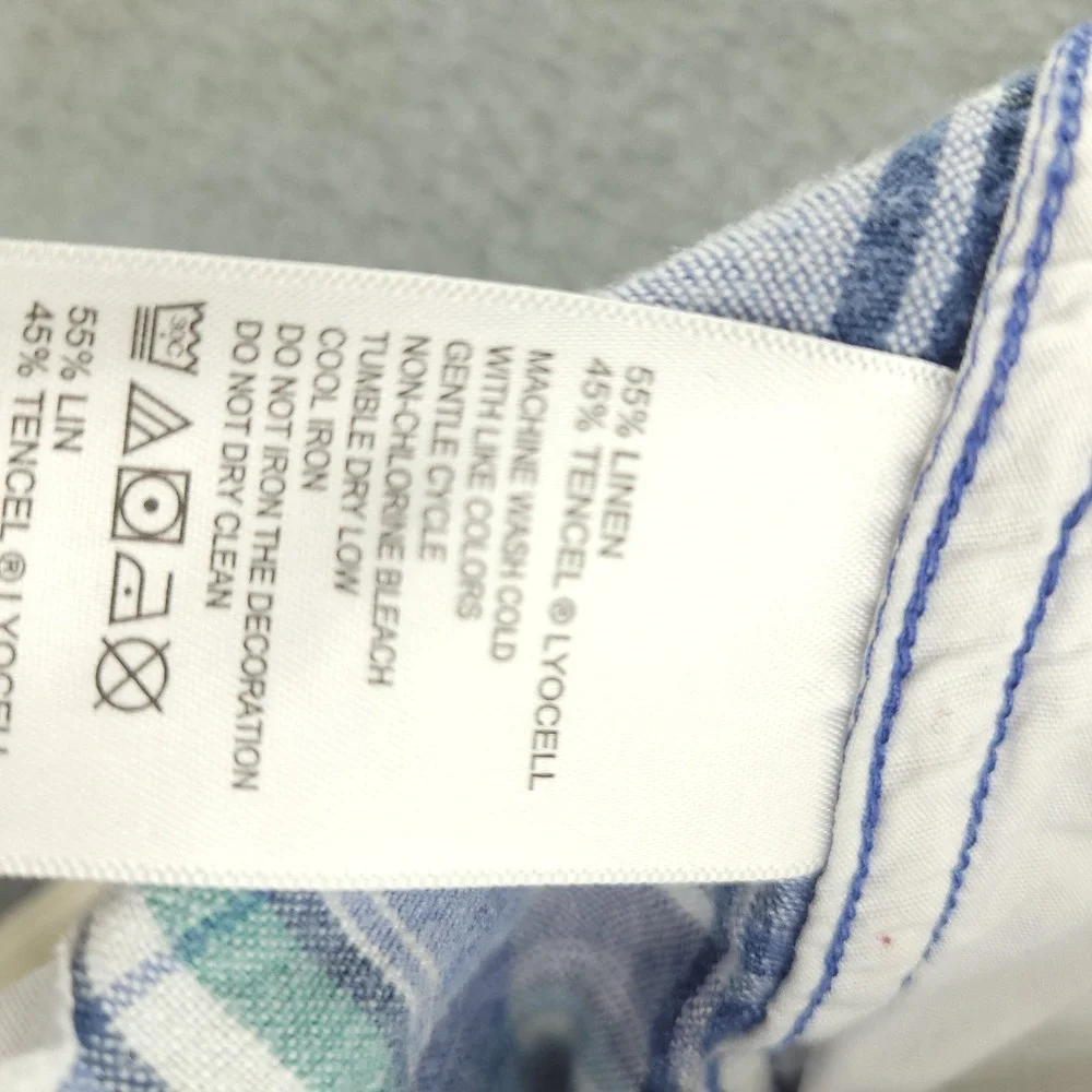 Tommy Bahama Shorts Mens 40 Blue Plaid Linen Blend Chino Casual 10